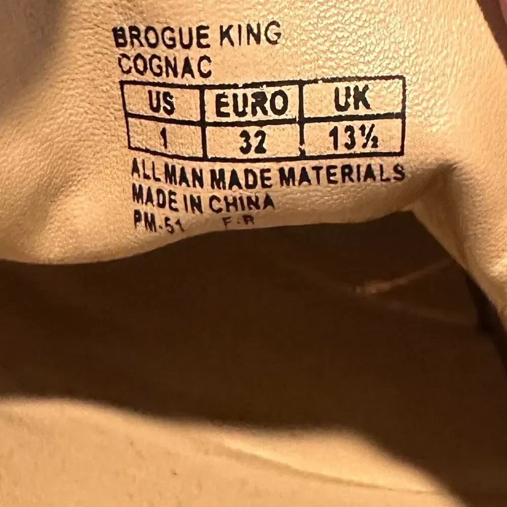 NWOT Kenneth Cole Reaction Wingtip Oxford Cognac Boys Size 1